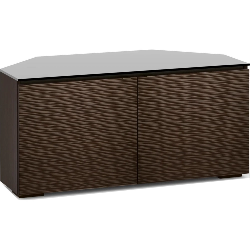 Berlin 221CR 44" Corner TV Stand Cabinet in Textured Wenge with Black Glass